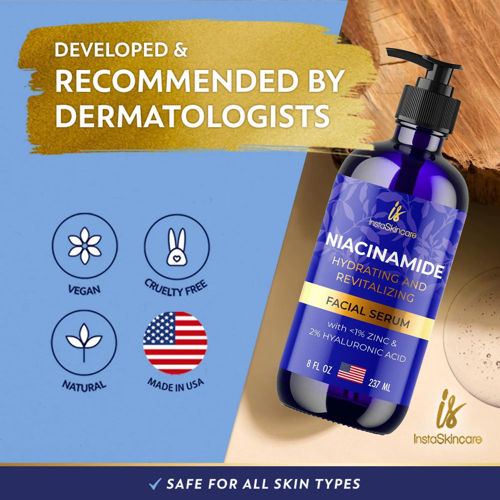 Niacinamide Serum 8Oz - 10% with Zinc, 1% Vitamin B3 Brightening Serum